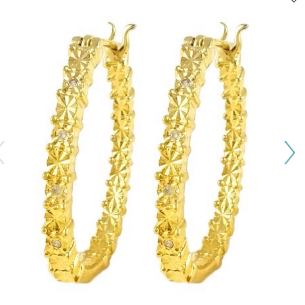 Savvy Cie 18K Gold Vermail Diamond Hoop Earrings